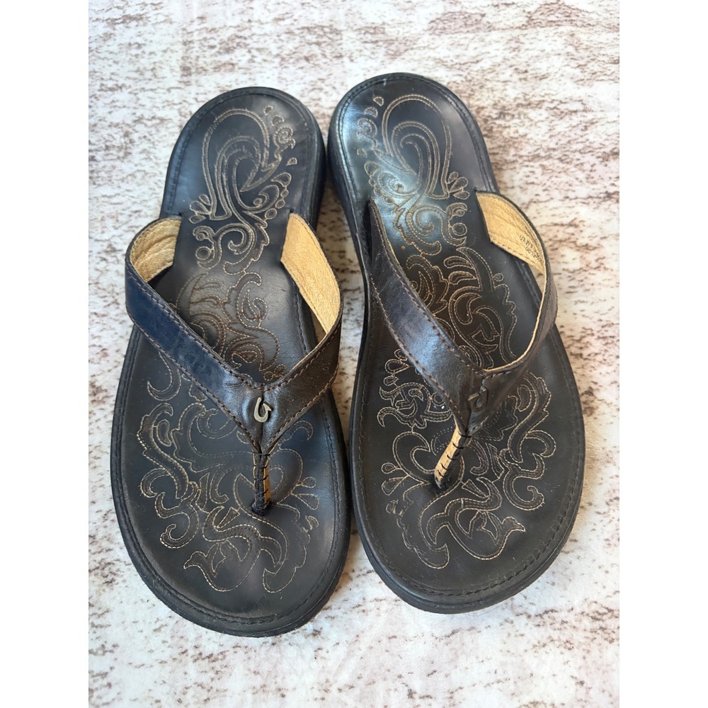 OluKai Women's Paniolo Sandals Flip Flops Size 8 Brown